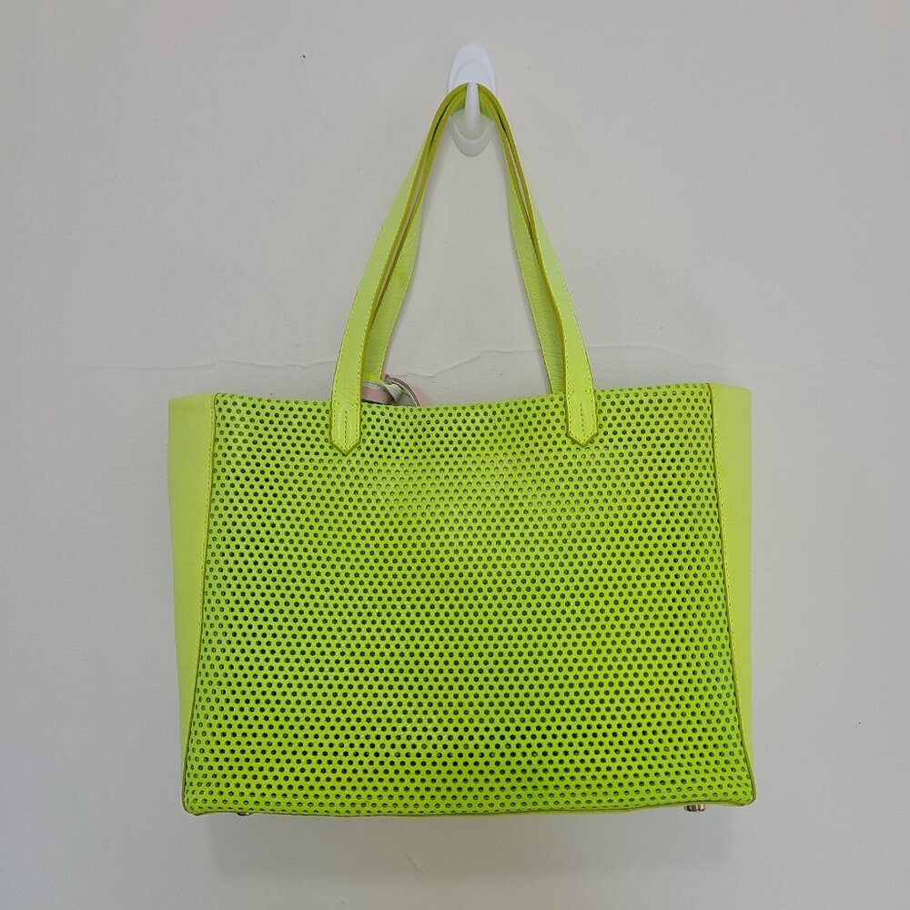 Suarez New York Tote Bag Perforated Made In Italy Blush Green Yellow - Picture 2 of 9